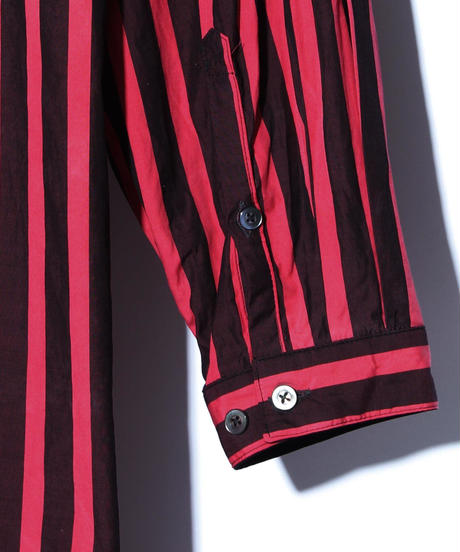 Back print striped long shirt RED/BLACK
