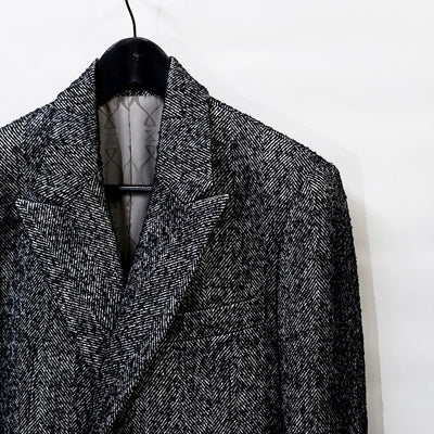 Tweed semi-double long coat / TWEED