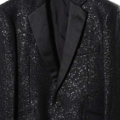 Black Foil Tweed Notch lapel Jacket / BLACK