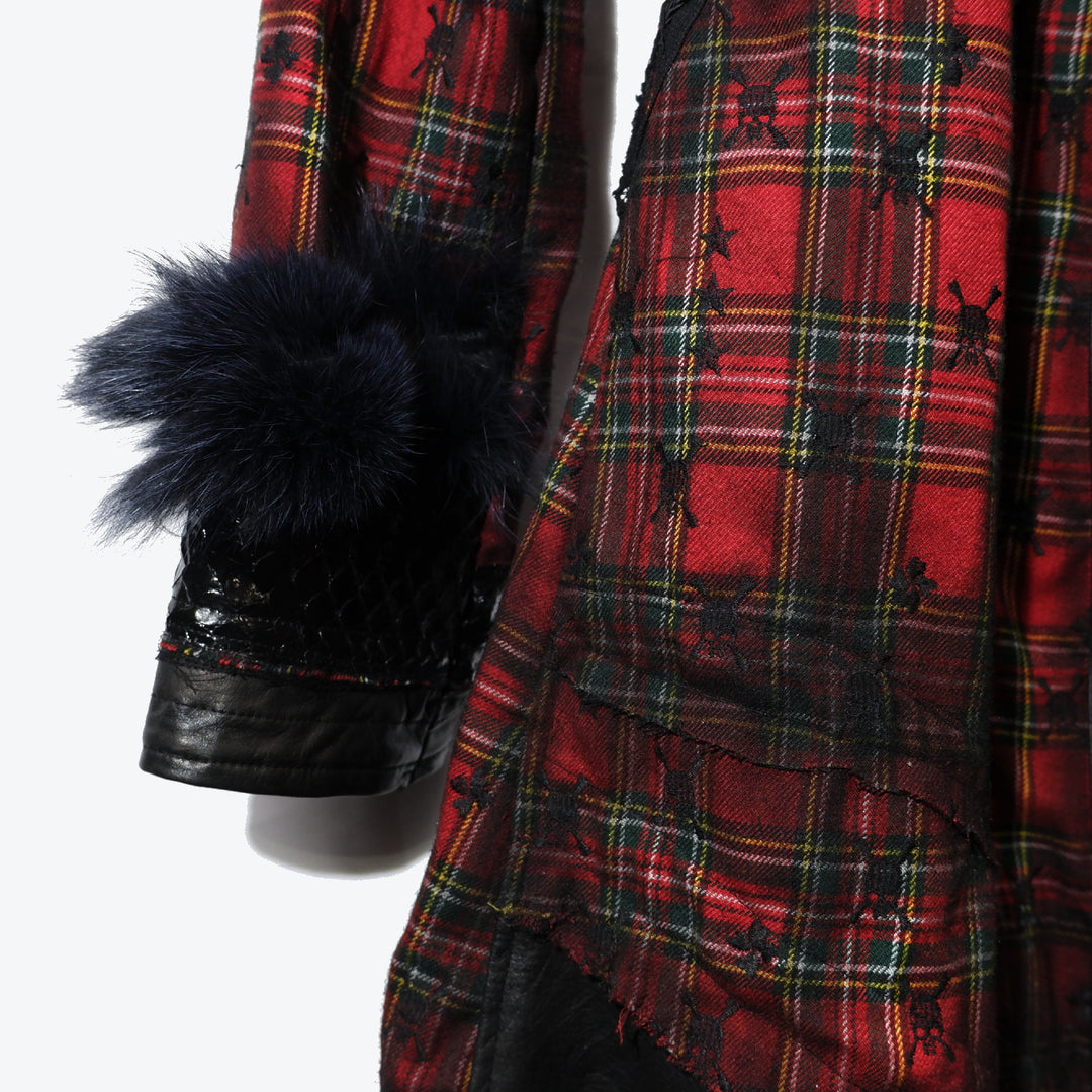 Roen × Shohei Takamiya RED CHECK LEATHER CHANGING COAT / RED