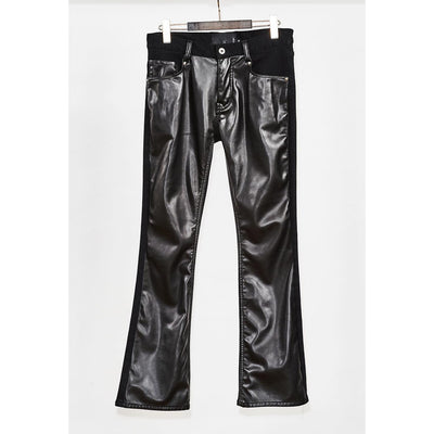 Royal Leather Changing Stretch boot cut Pants / BLACK